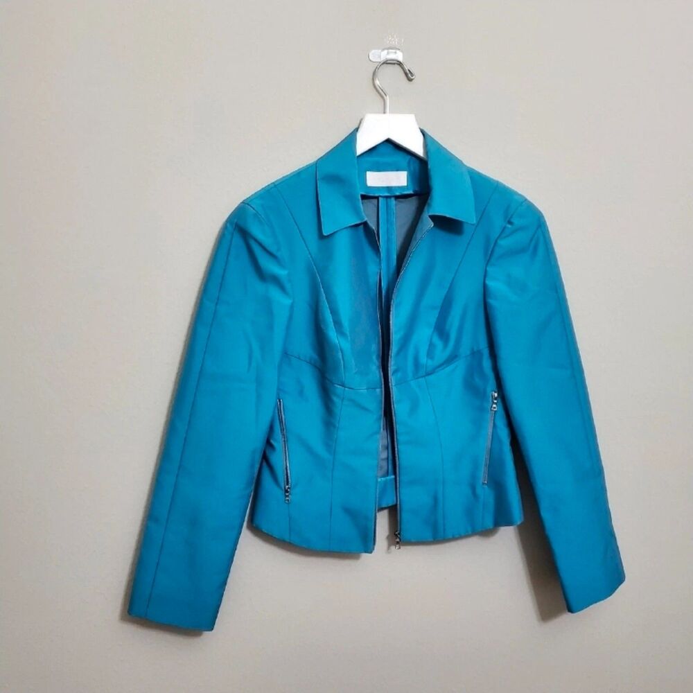 Narcisco Rodriguez Blue Zip Minimalist Jacket Blazer Size 6
